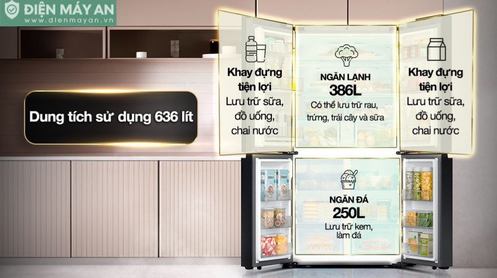 Tủ lạnh Samsung Inverter 636 lít Multi Door Bespoke RF65DB990012SV